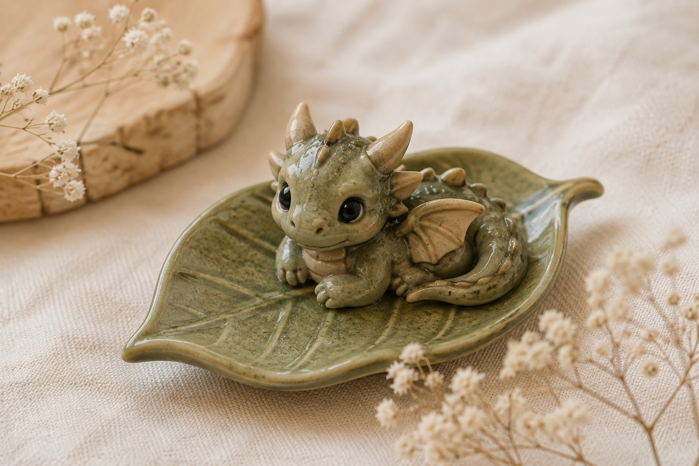 Baby Dragon on a Leaf