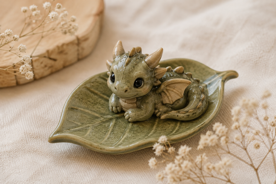 Baby Dragon on a Leaf