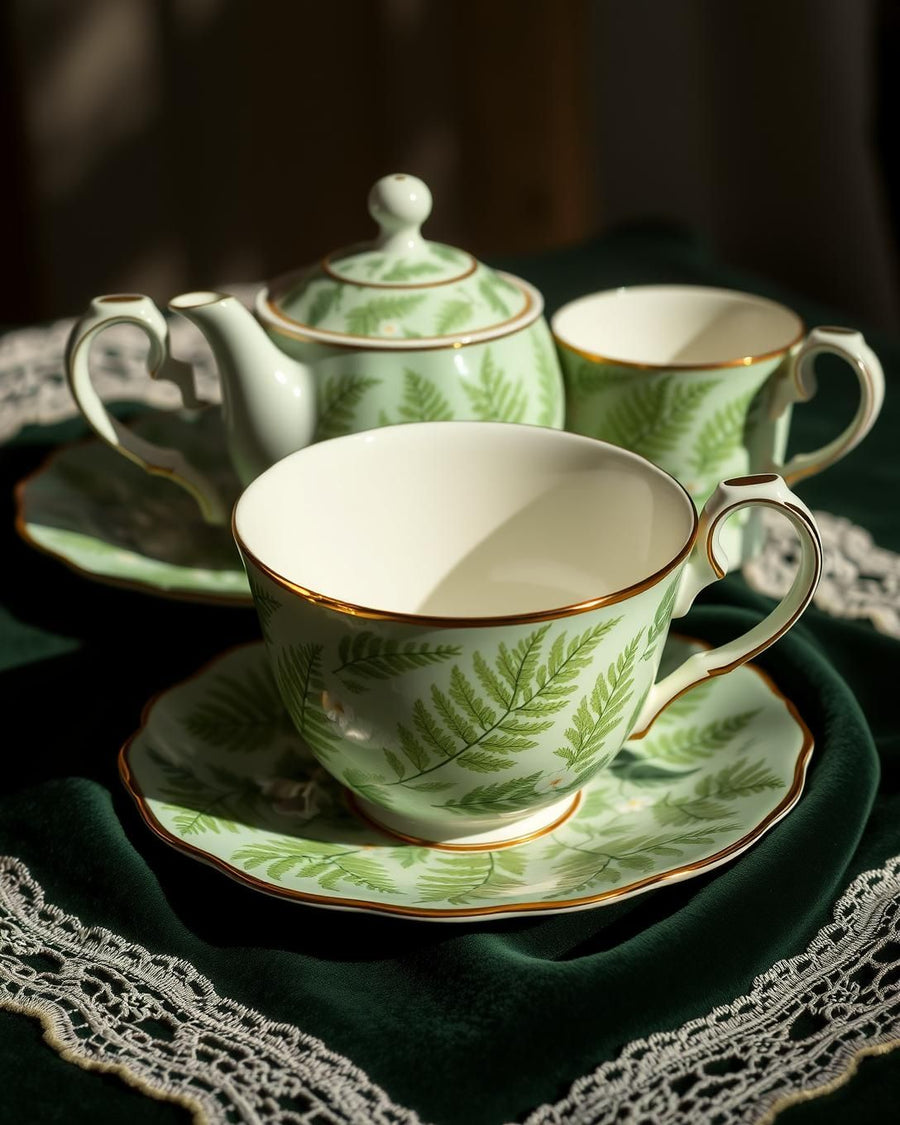 Fern-Pressed Tea Cup